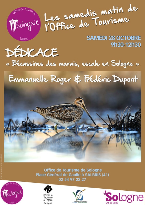 Affiche dedicace Becassines des Marais Emmanuelle Roger et Frederic Dupont - 28-10-2023 - web