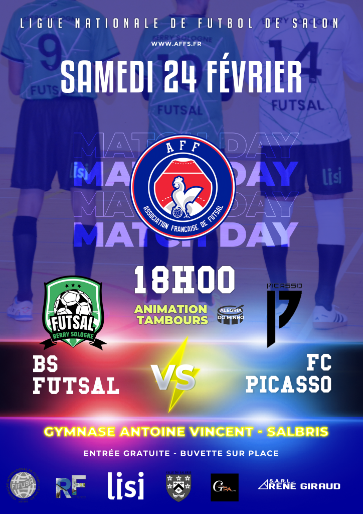 affiche A4 match bs futsal vs fc picasso