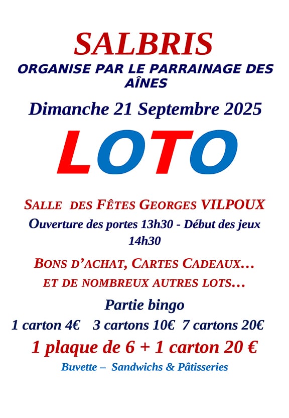 loto parrainage 21 septembre 2025