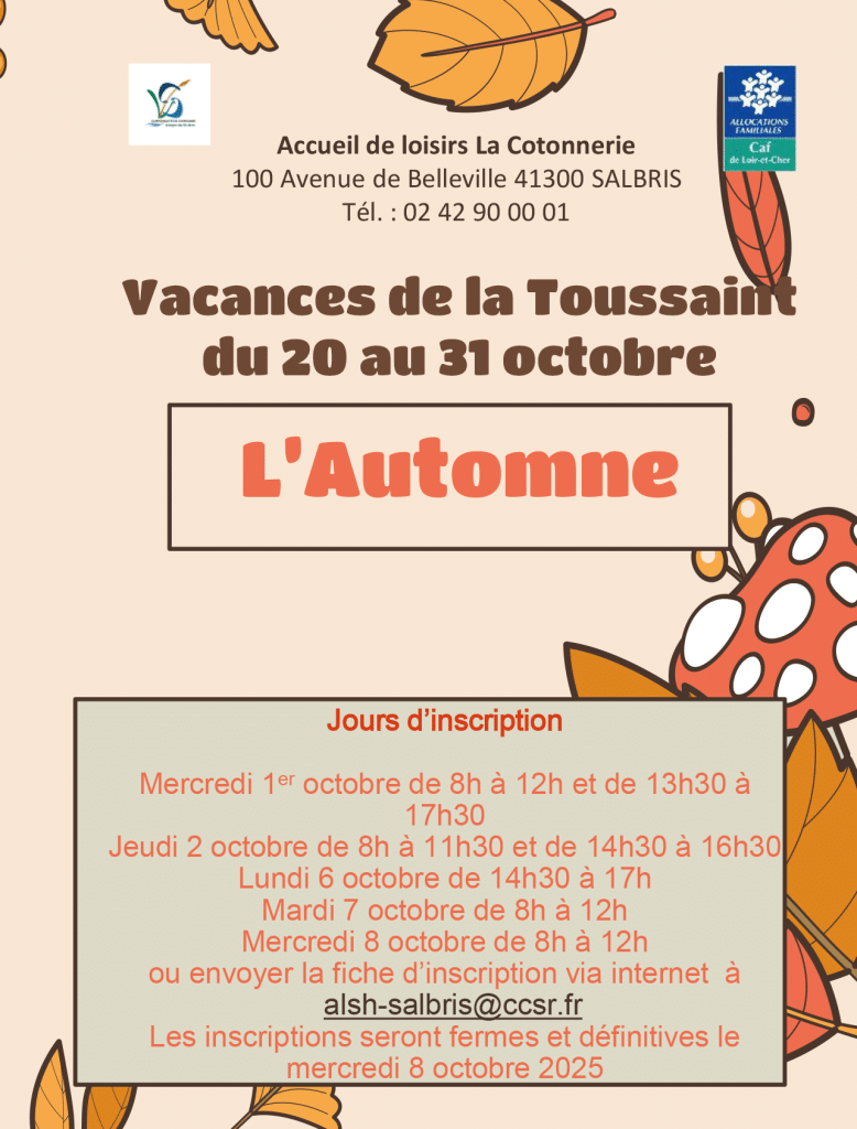 ALSH - Salbris - plaquette vacances Automne-1