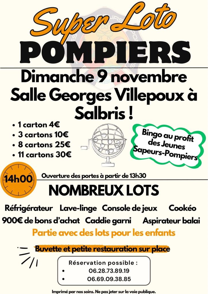 affiche loto pompier novembre 2025