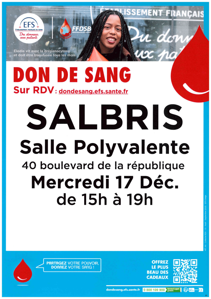 don du sang salbris décembre 2025