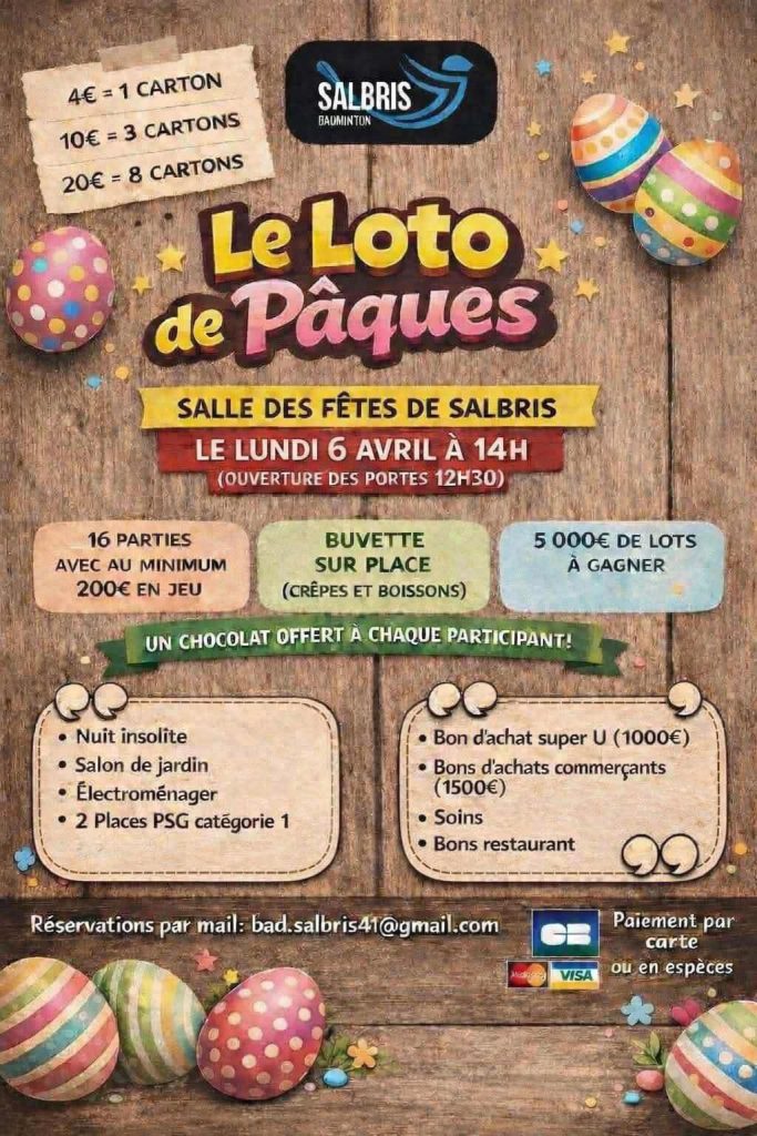 loto paques badminton salbris