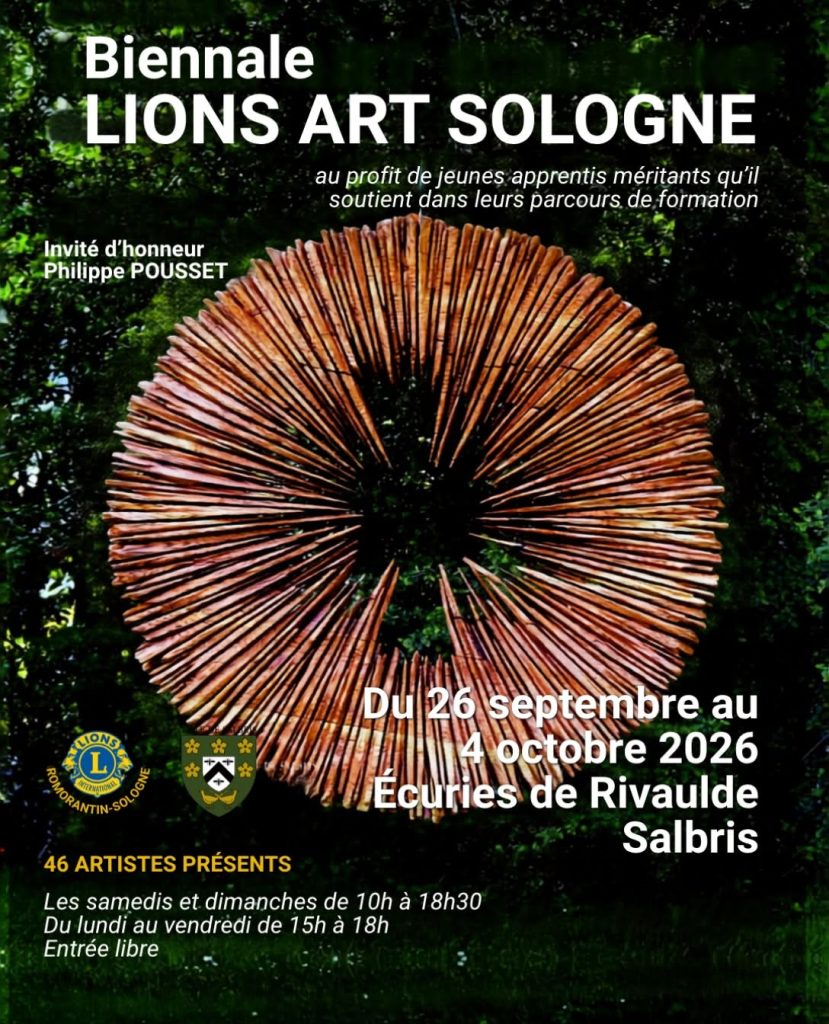 affiche de la Biennale Lions Art Sologne à Salbris, du 26 septembre au 4 octobre 2026