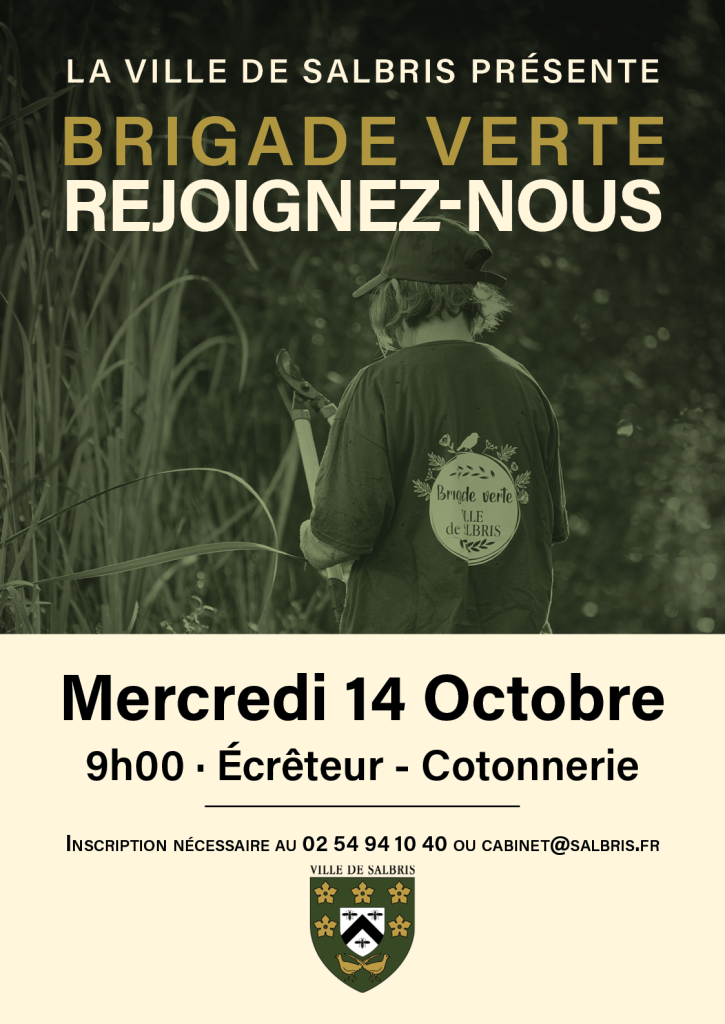 Brigade verte à la Cotonnerie, affiche de la sortie du mercredi 14 octobre 2026 à 9h