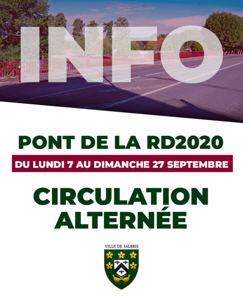Travaux sur la RD2020 à Salbris en septembre 2026, circulation en alternance